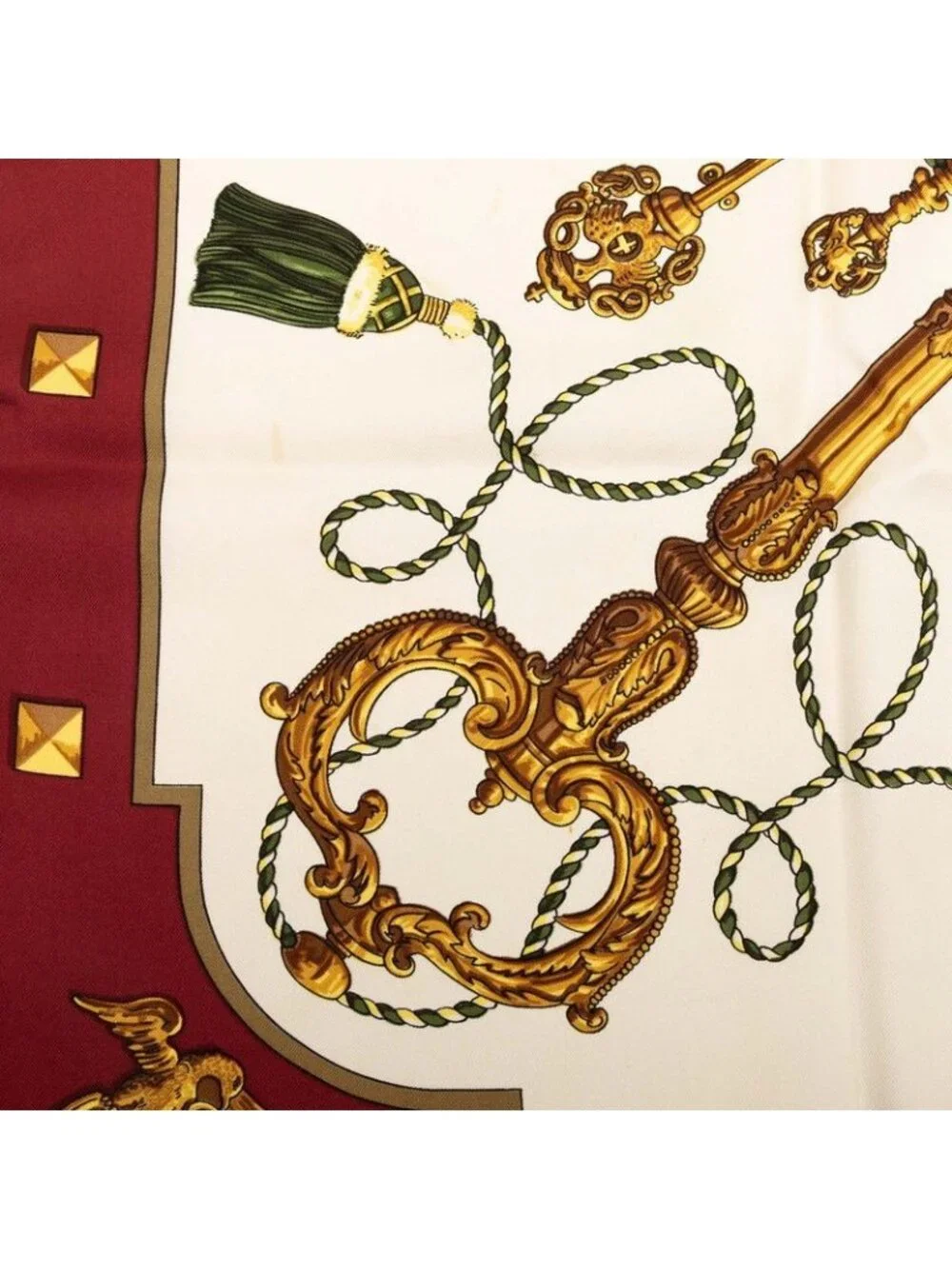 Hermes Carre 90 Les Cles The Keys Rare Key Pattern Scarf Large Wine
